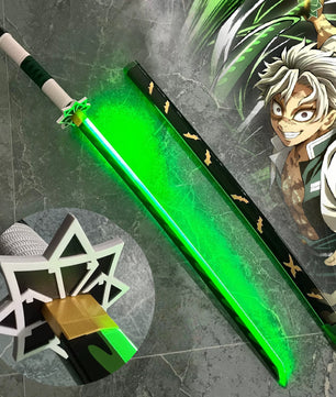 Demon Slayer LED Sword 1:1 Scale Anime Prop Replica Bamboo Sword