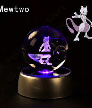 Pokemon Mewtwo Figure 3D Crystal Ball Night Light Lamp