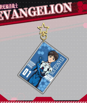Evangelion Shinji Acrylic Stand Keychain & Double-Sided Badge Set