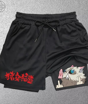 Demon Slayer Inosuke Compression Shorts - Men's Anime Sports Shorts