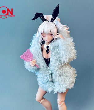 1/12 Scale Cute Plush Fashion Coat for 6-Inch Female Action Figures