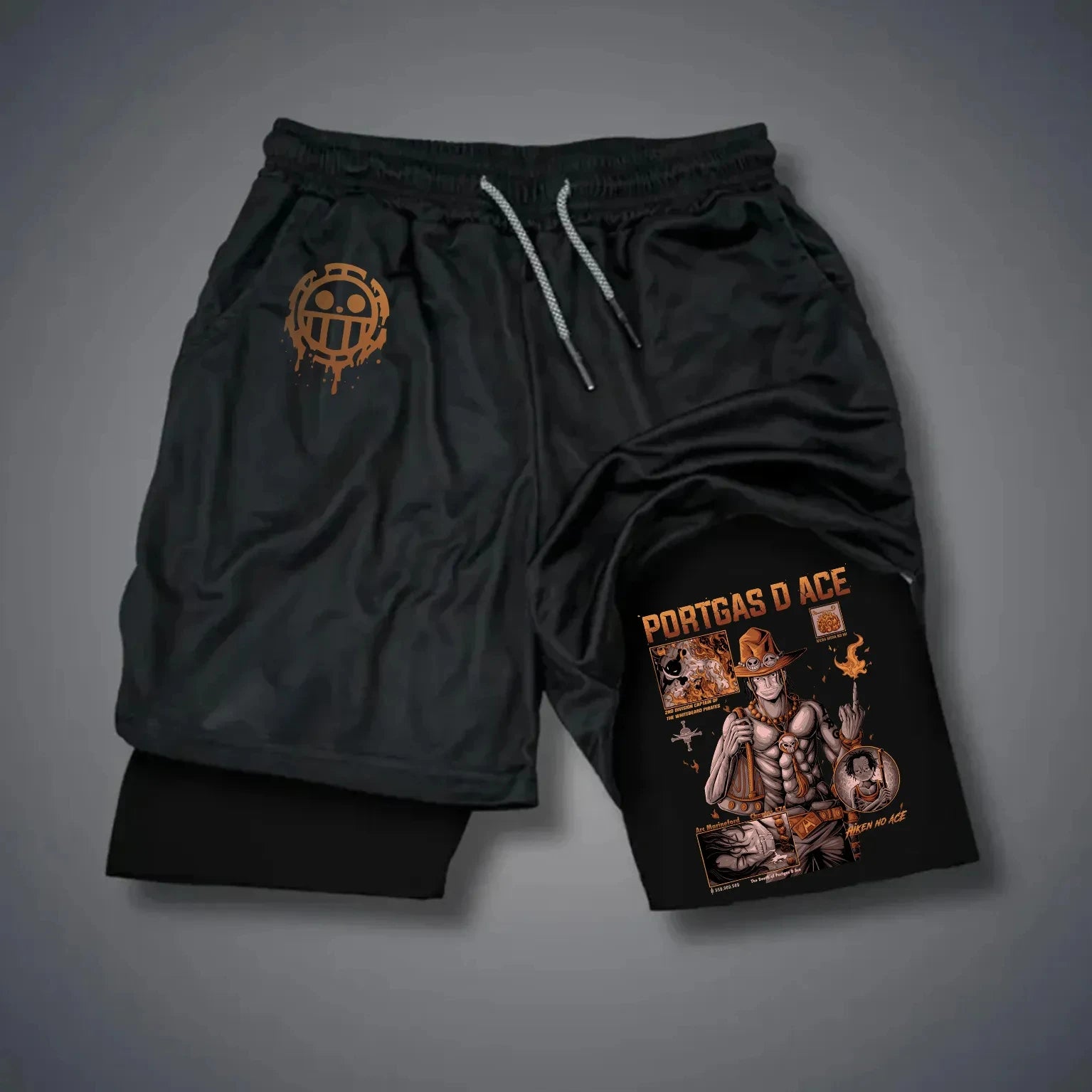 One Piece Portgas D Ace Compression Shorts - Men's Anime Sports Shorts