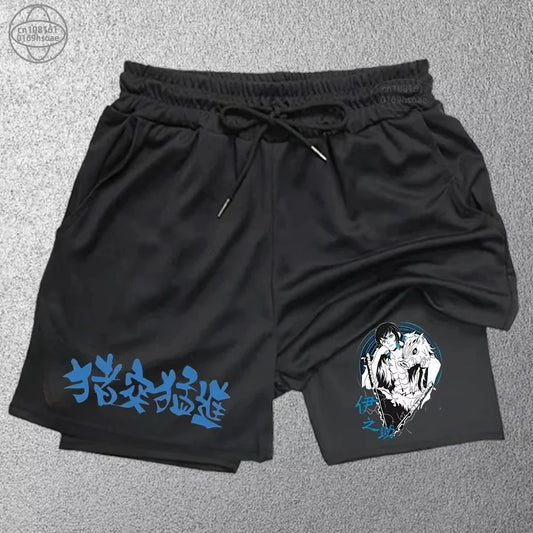 Demon Slayer Inosuke Compression Shorts - Men's Anime Sports Shorts