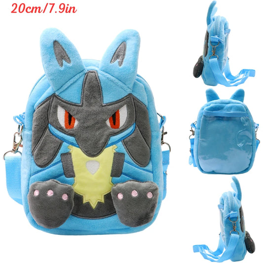 Pokemon Lucario Plush Shoulder Bag – 20cm Soft Plush Anime Bag