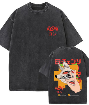 Chainsaw Man Kon Shirt Vintage Oversized Style Anime Shirt