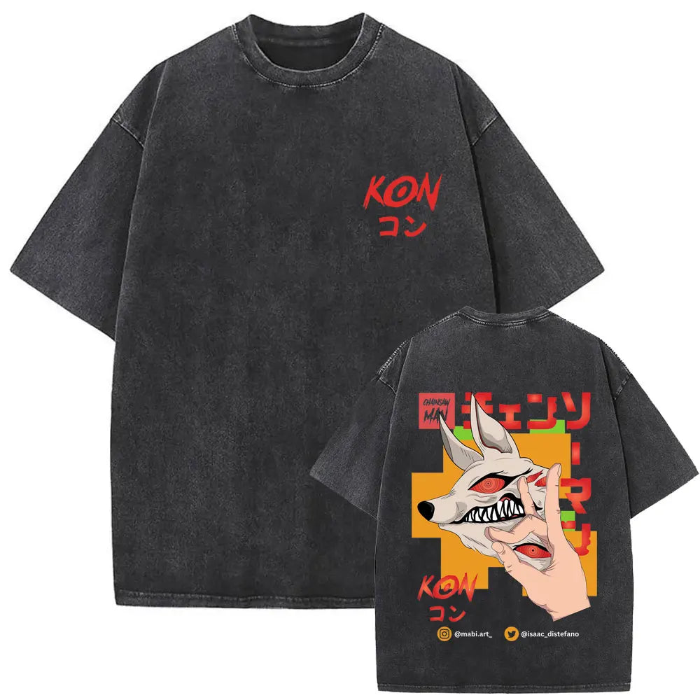 Chainsaw Man Kon Shirt Vintage Oversized Style Anime Shirt
