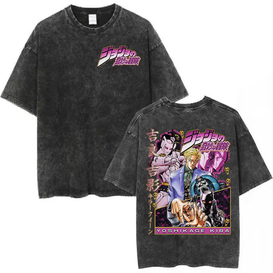 JoJo's Bizarre Adventure Kira Shirt Vintage Style Pre-washed