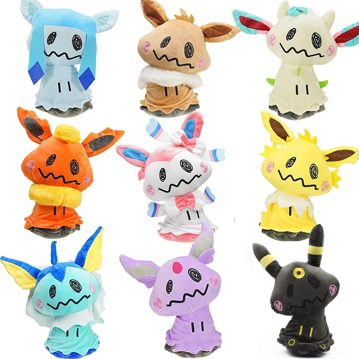 Pokemon Mimikyu Eeveelution Cosplay Plush Bundle – 8-Inch Full Collection