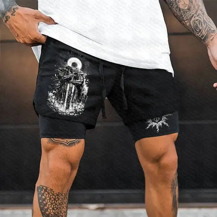 Berserk Style Compression Shorts - Men's Anime Workout Shorts