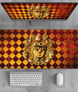 JoJo’s Bizarre Adventure Stone Mask Gold Crest Mouse Pad – Large Gaming & Office Desk Mat