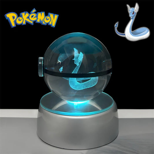 Pokemon Dragonair Figure 3D Crystal Ball Night Light Lamp