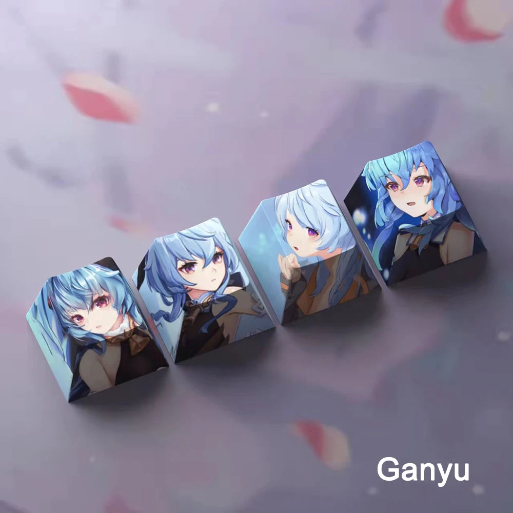 Genshin Impact Ganyu Keycaps 4pc Sublimation R4 Cherry Profile