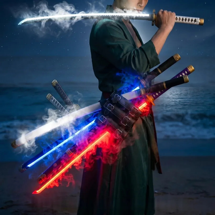 One Piece Roronoa Zoro LED Vapor-Effect Katana 1:1 Scale Anime Prop Replica Plastic Sword