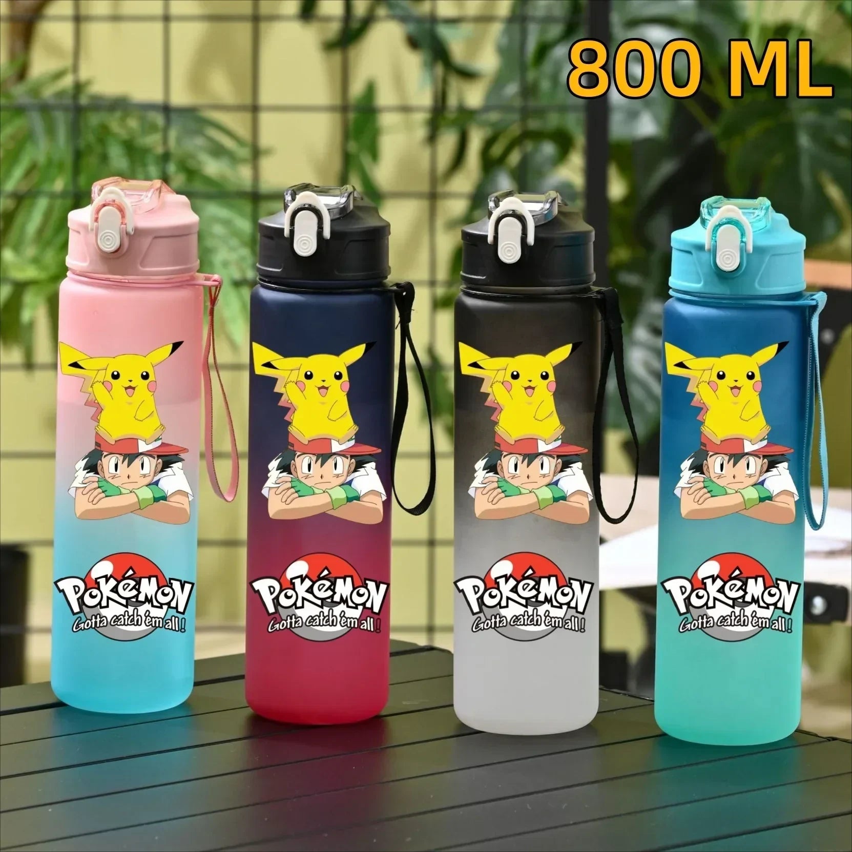 Pokemon Pikachu Sports Water Bottle With Straw BPA-Free & Leakproof