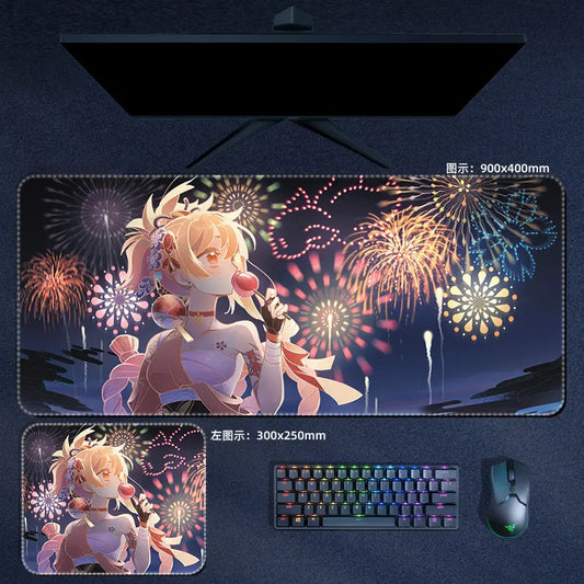 Genshin Impact Yoimiya Fireworks Mouse Pad Anime Desk Mat