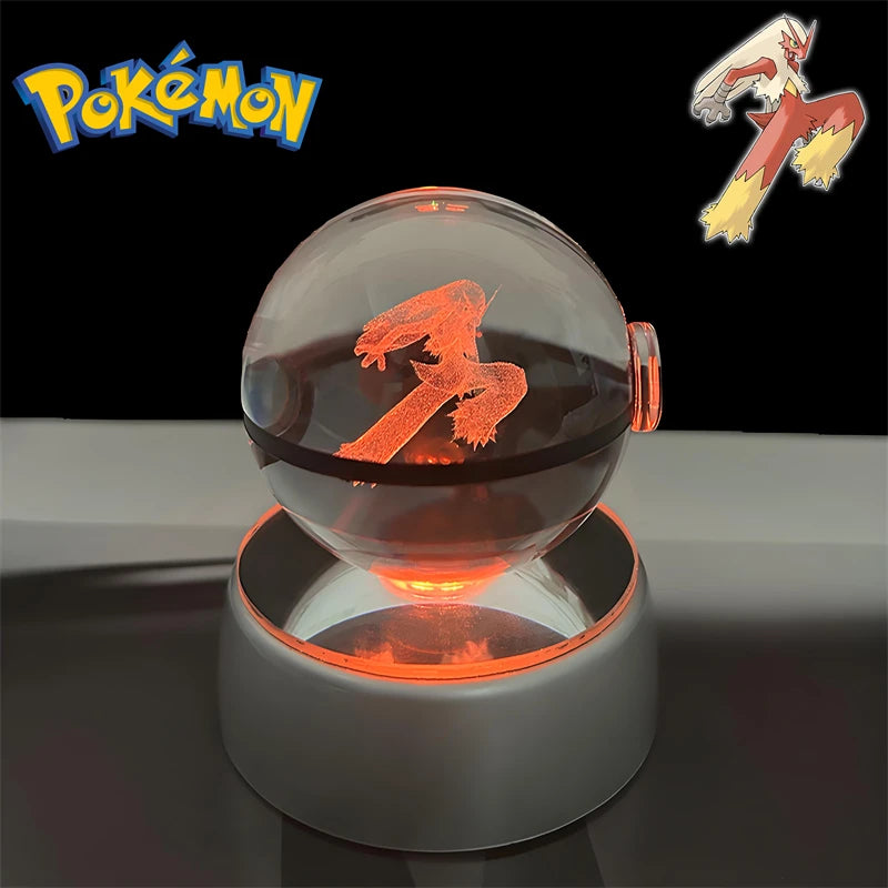 Pokemon Blaziken Figure 3D Crystal Ball Night Light Lamp