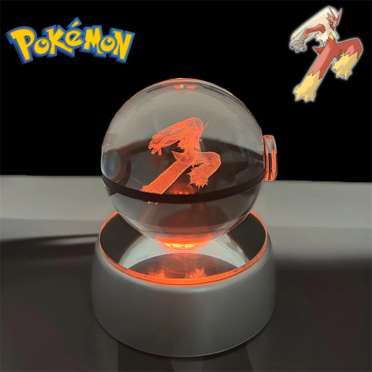 Pokemon Blaziken Figure 3D Crystal Ball Night Light Lamp