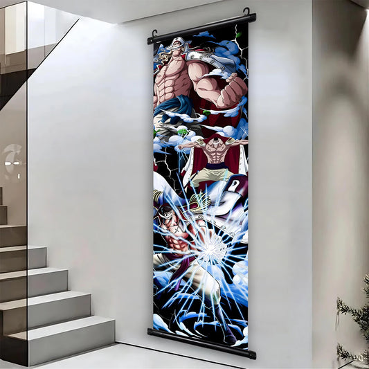 One Piece Whitebeard Canvas Poster Anime Hanging Scroll Home Decor