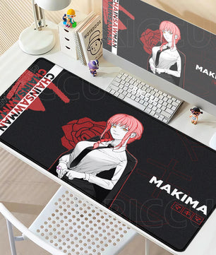 Chainsaw Man Makima Black & Red Rose Mouse Pad – Large Gaming & Office Desk Mat