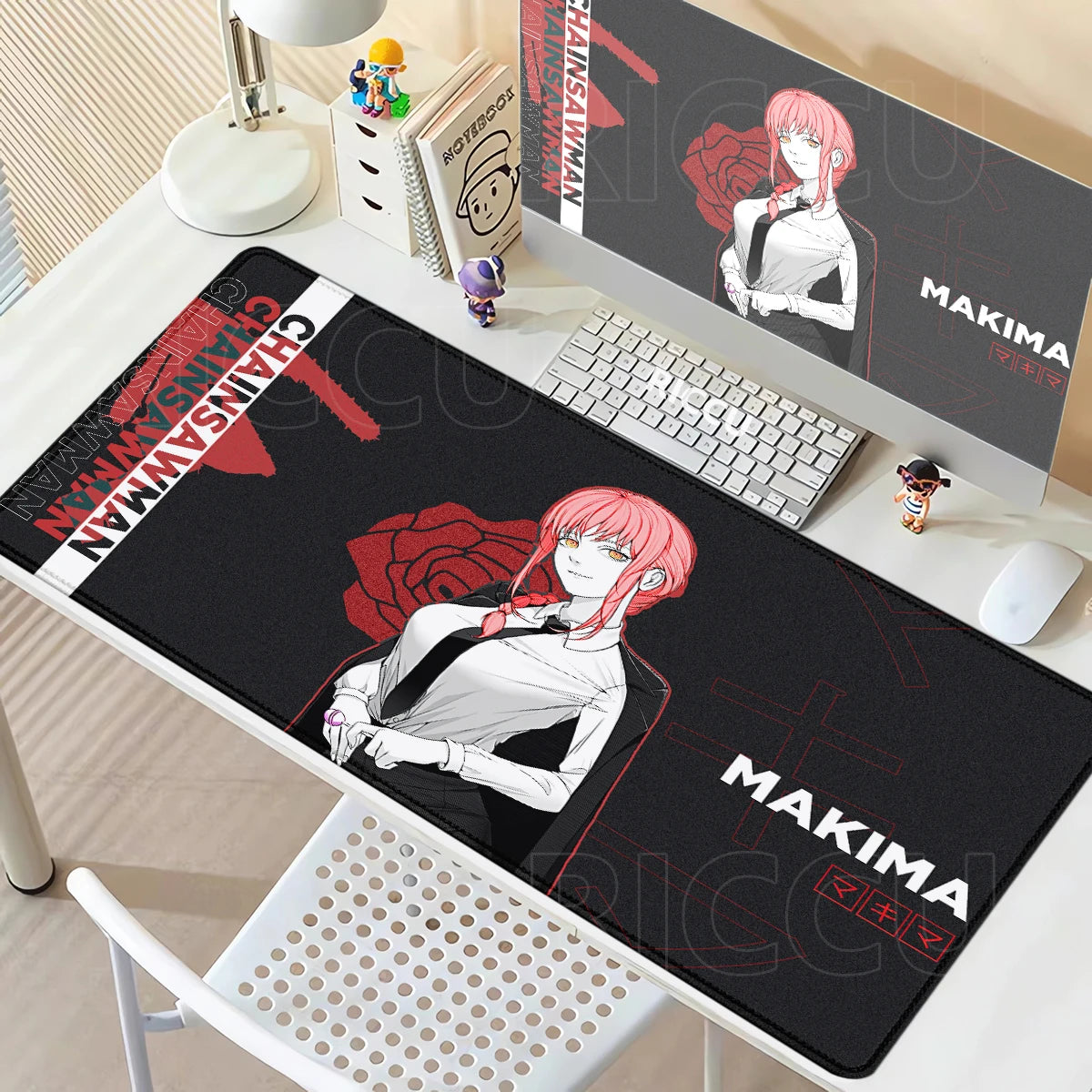 Chainsaw Man Makima Black & Red Rose Mouse Pad – Large Gaming & Office Desk Mat