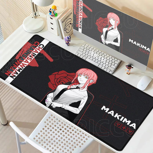 Chainsaw Man Makima Black & Red Rose Mouse Pad – Large Gaming & Office Desk Mat
