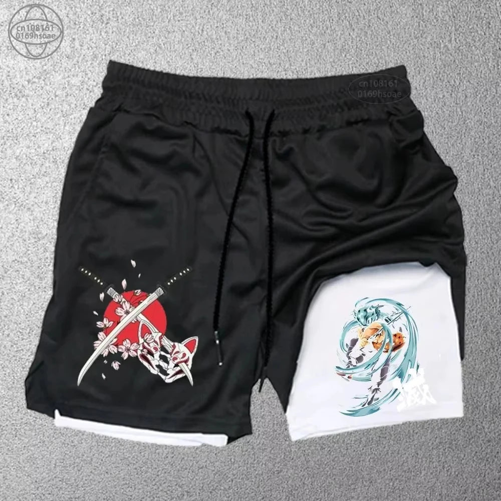 Demon Slayer Inosuke Compression Shorts - Men's Anime Sports Shorts