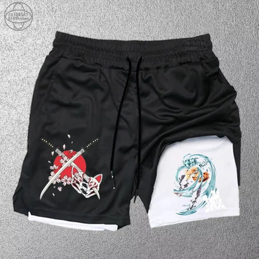Demon Slayer Inosuke Compression Shorts - Men's Anime Sports Shorts