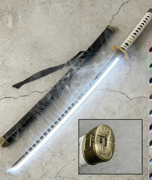 40in Demon Slayer Tsugikuni Yoriichi Katana LED Mist Original Sabre Cosplay Accessories Prop Wood Vapor Schwert Vapour Toy Gift