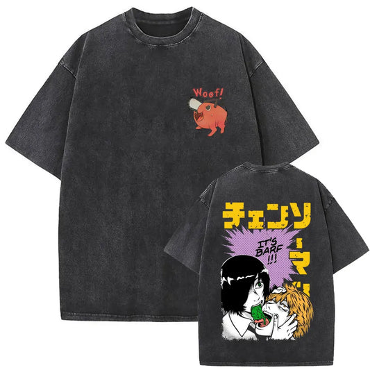 Chainsaw Man Barf Scene Shirt Vintage Oversized Style Anime Shirt