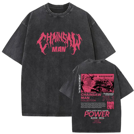 Chainsaw Man Power Shirt Vintage Oversized Style Anime Shirt