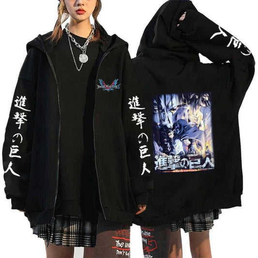 Attack on Titan Hoodie Eren Zip Up Soft Anime Hoodie Jacket