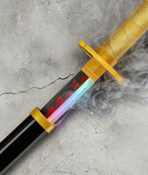 40in Demon Slayer Tsugikuni Yoriichi Katana LED Mist Original Sabre Cosplay Accessories Prop Wood Vapor Schwert Vapour Toy Gift