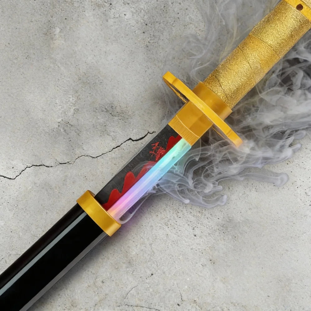 40in Demon Slayer Tsugikuni Yoriichi Katana LED Mist Original Sabre Cosplay Accessories Prop Wood Vapor Schwert Vapour Toy Gift