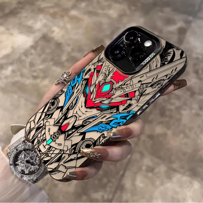 Gundam Style Mecha Phone Case - For iPhone 11 to 17 Pro Max