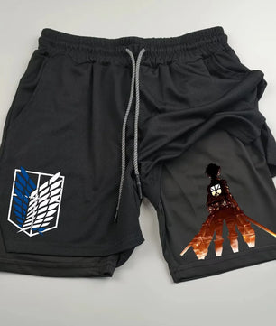 Attack on Titan Eren Compression Shorts - Men's Anime Sports Shorts