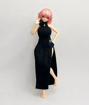 Vintage Black Evening Dress For 1/12 Scale Female Action Figures