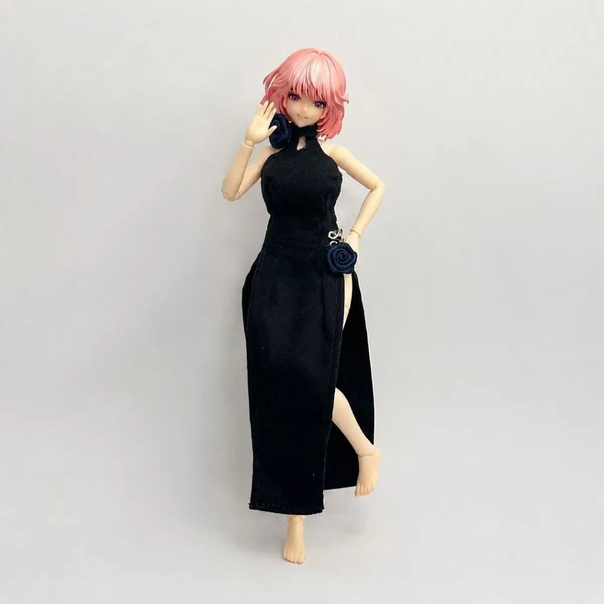 Vintage Black Evening Dress For 1/12 Scale Female Action Figures