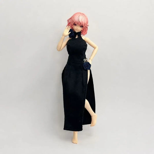 Vintage Black Evening Dress For 1/12 Scale Female Action Figures