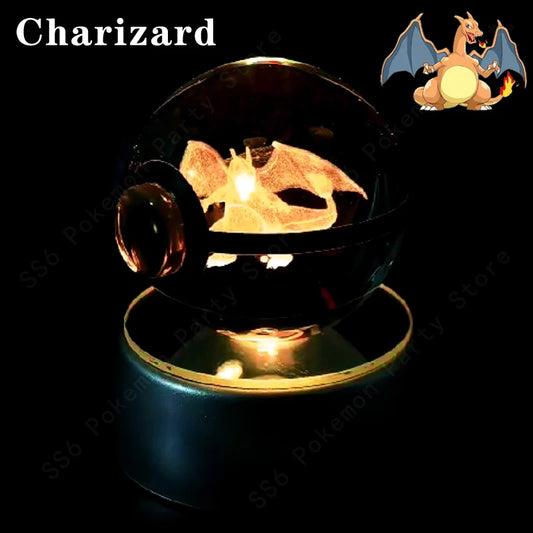 Pokemon Charizard Figure 3D Crystal Ball Night Light Lamp
