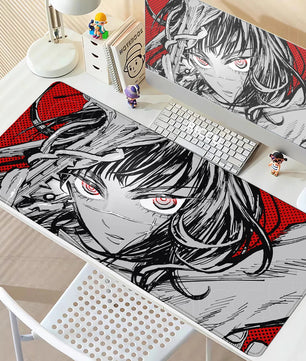 Chainsaw Man Yoru Red Accent Manga Portrait Mouse Pad – Large Gaming & Office Desk Mat