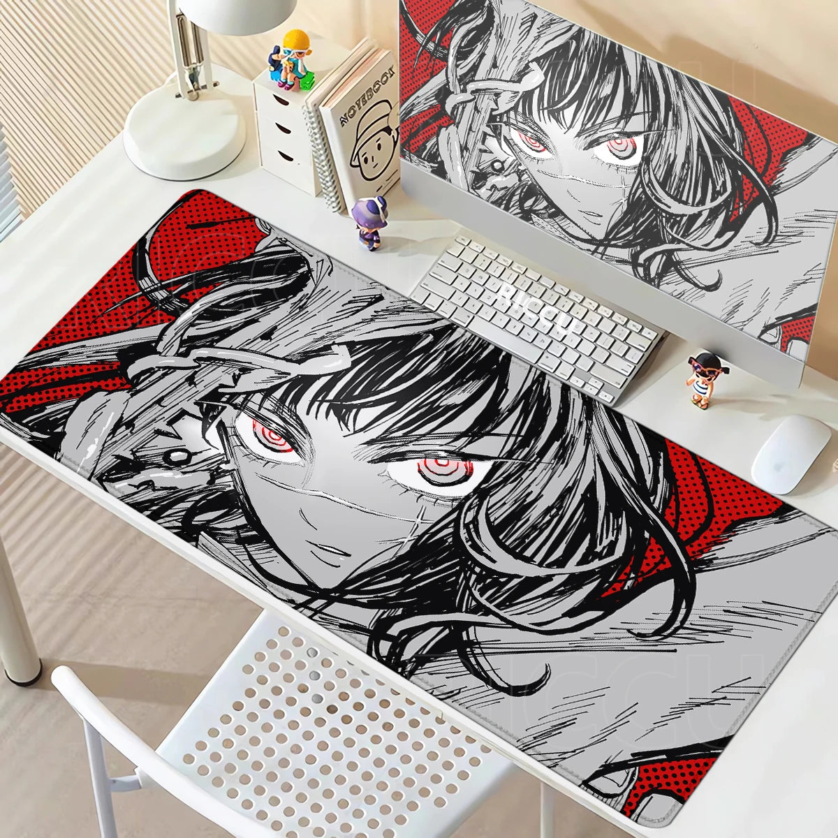 Chainsaw Man Yoru Red Accent Manga Portrait Mouse Pad – Large Gaming & Office Desk Mat