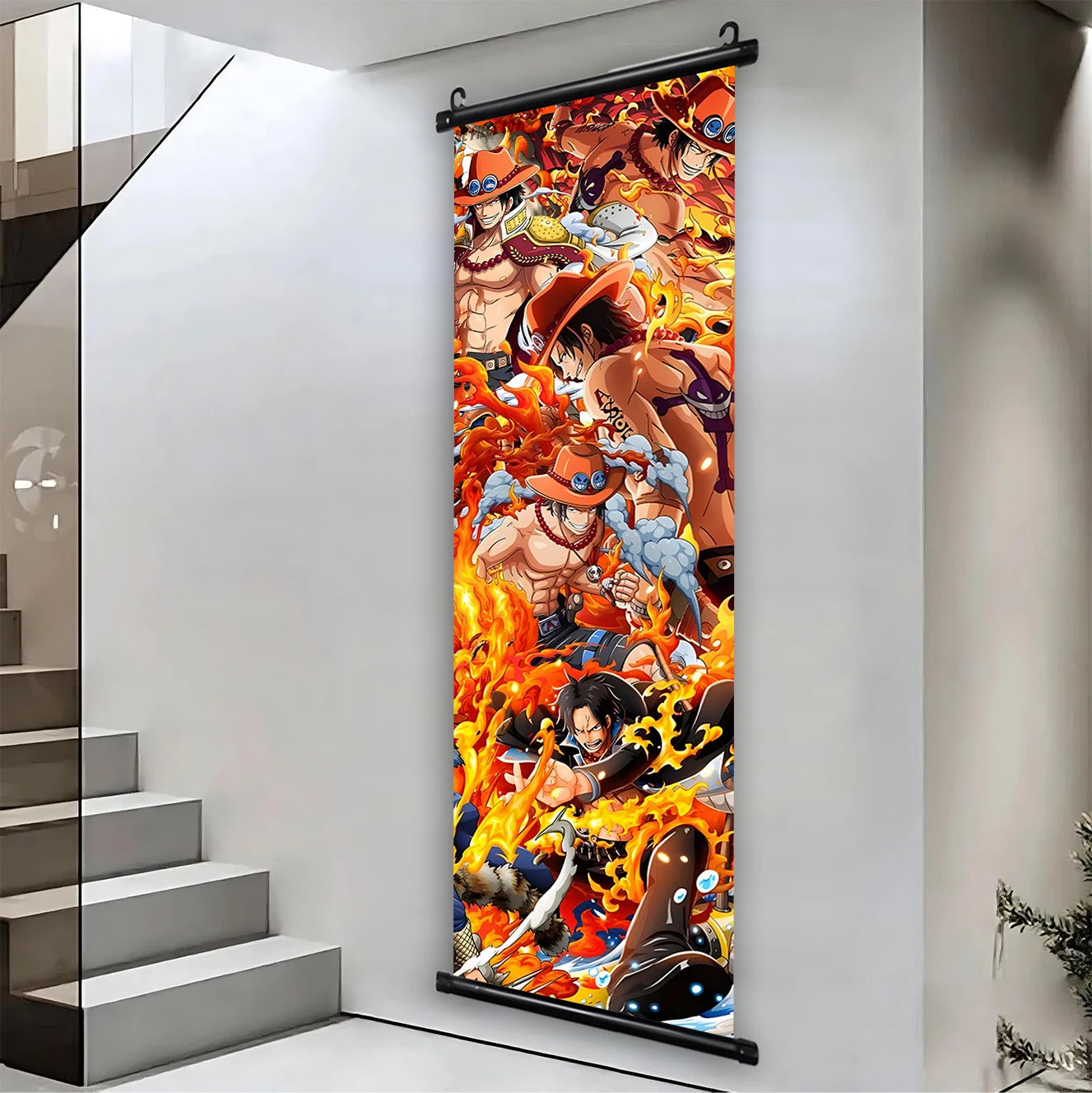 One Piece Portgas D. Ace Canvas Poster Anime Hanging Scroll Home Decor