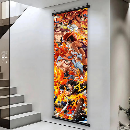 One Piece Portgas D. Ace Canvas Poster Anime Hanging Scroll Home Decor