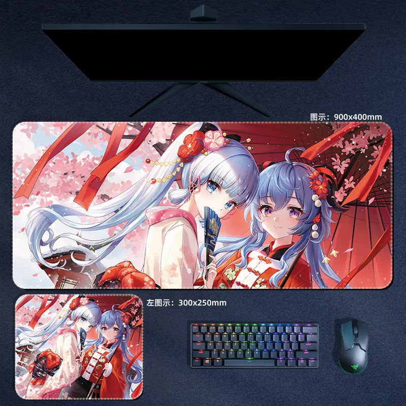 Genshin Impact Ganyu & Kamisato Ayaka Mouse Pad Anime Desk Mat