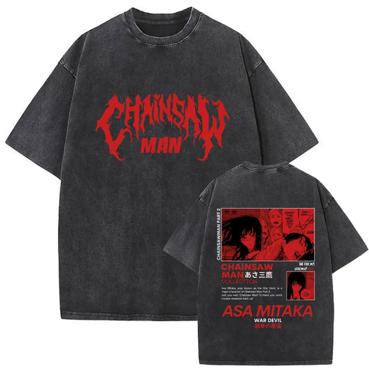 Chainsaw Man Asa Mitaka Shirt Vintage Oversized Style Anime Shirt