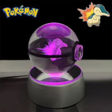 Pokemon Cyndaquil Figure 3D Crystal Ball Night Light Lamp