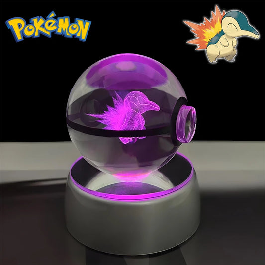 Pokemon Cyndaquil Figure 3D Crystal Ball Night Light Lamp