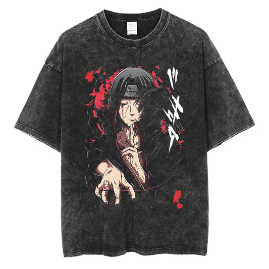 Naruto Itachi Shirt Oversized Anime Graphic Cotton Shirt