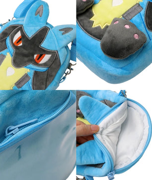 Pokemon Lucario Plush Shoulder Bag – 20cm Soft Plush Anime Bag
