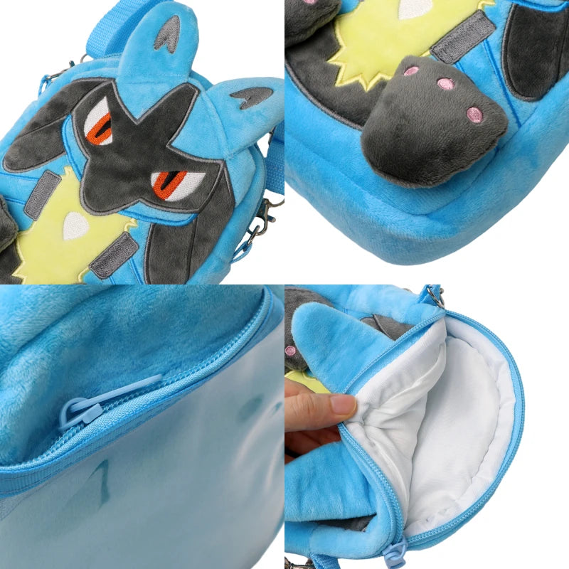 Pokemon Lucario Plush Shoulder Bag – 20cm Soft Plush Anime Bag